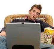 man watching movie
